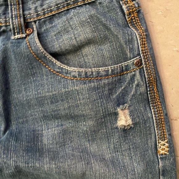 VTG Y2K basic code embroidered baggy distressed skater streetwear jeans 38/32 - Picture 12 of 12